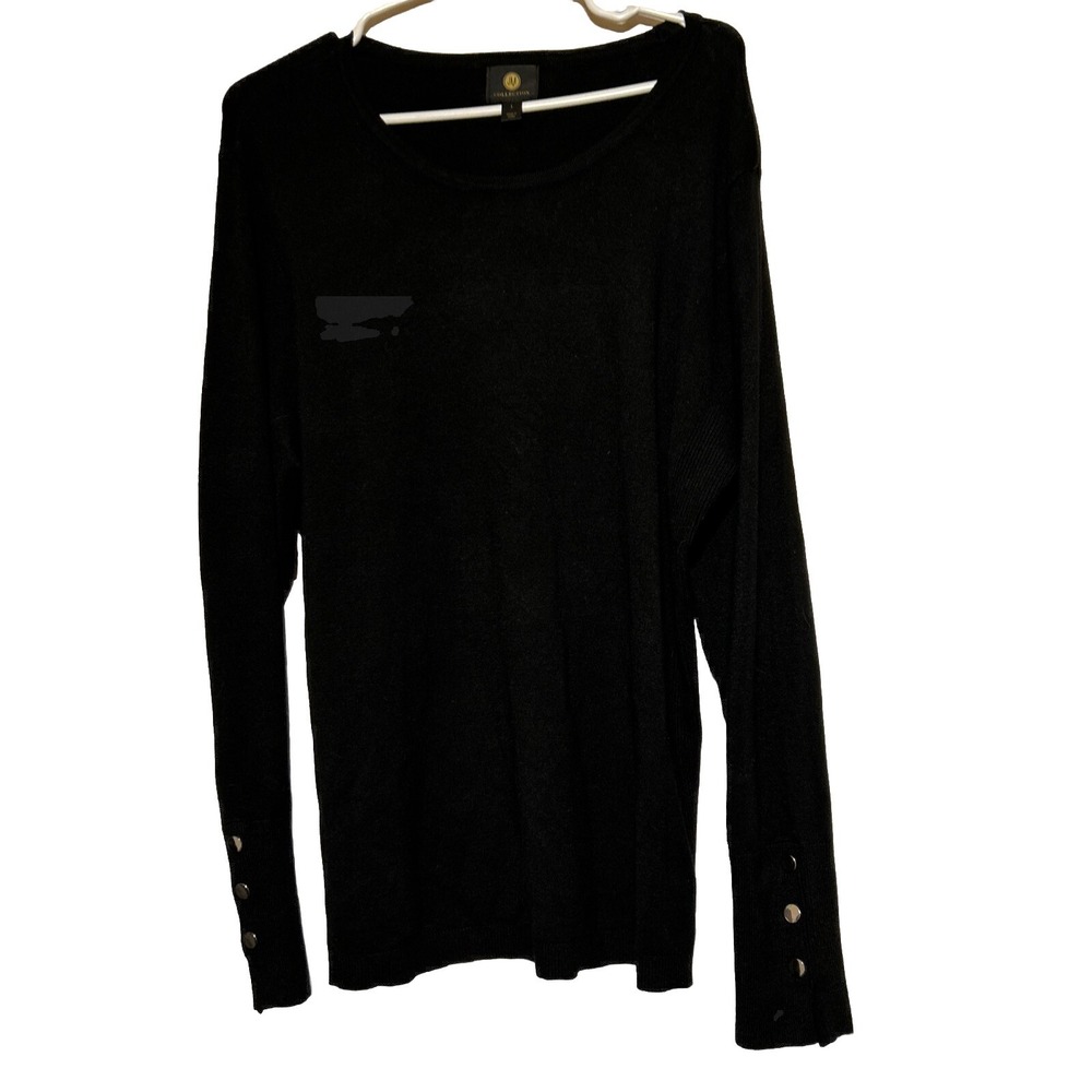 jm collection tops large Women's Black Sweater Buttons On Sleeves Long Sleeve